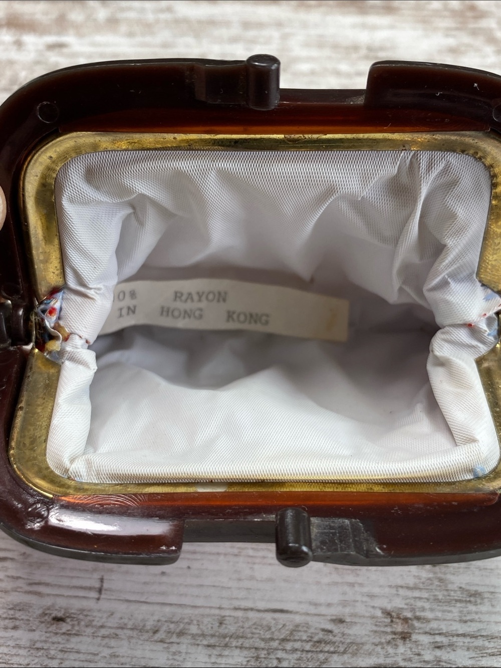 Vintage Hong Kong Red Brocade Kiss Lock Coin Purse Floral Chinoiserie Retro - Picture 5 of 12